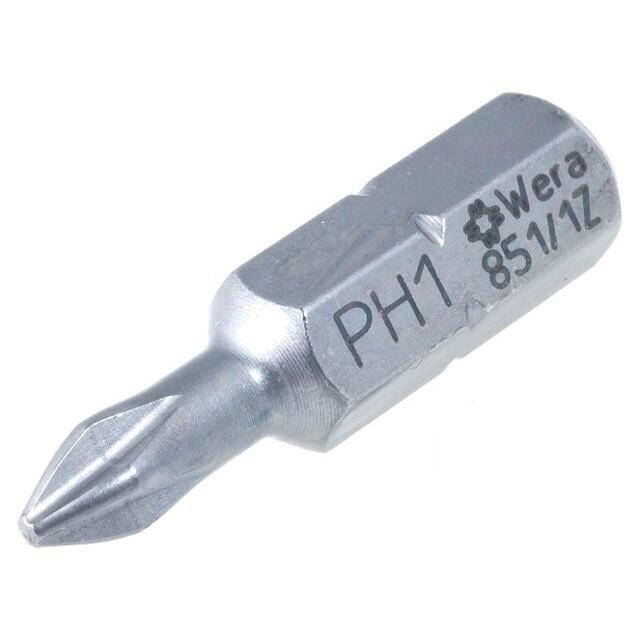 Screwdriver bit; Phillips; PH1; 1/4"; Overall