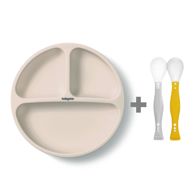 BABYONO Silikona šķīvis 1482/04 beige +
