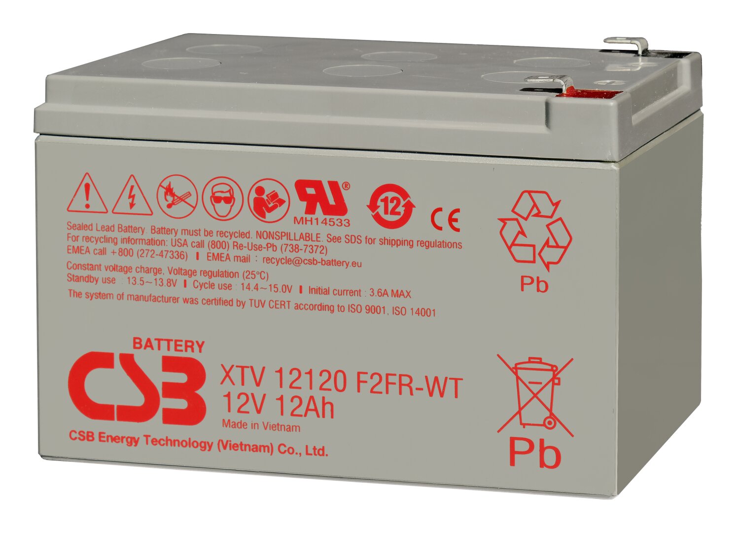 CSB BATTERY Skābes svina akumulators 12V
