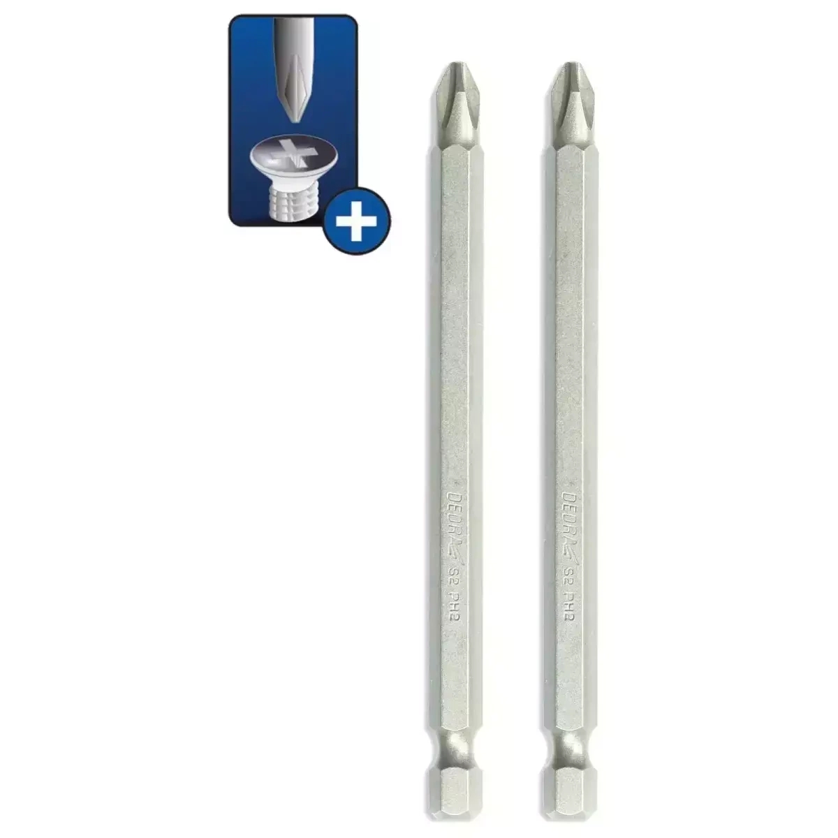 DEDRA-EXIM Skruvgriežu uzgali Phillips PH2x100mm, 2gab
