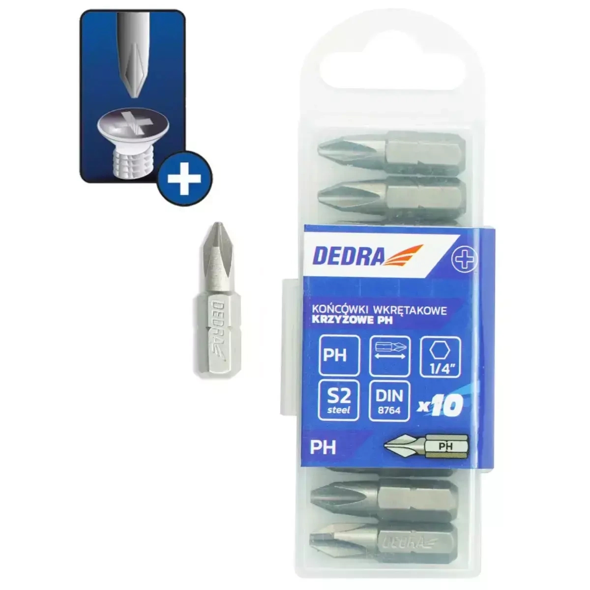 DEDRA-EXIM Skruvgriežu uzgali Phillips PH2x25mm, 10gab