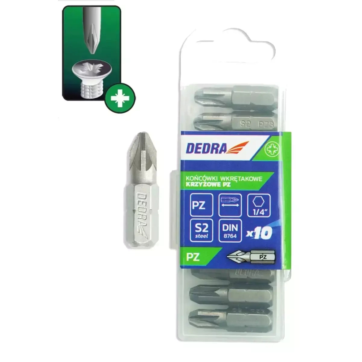 DEDRA-EXIM Skruvgriežu uzgali Pozidirv PZ1x25mm, 10gab
