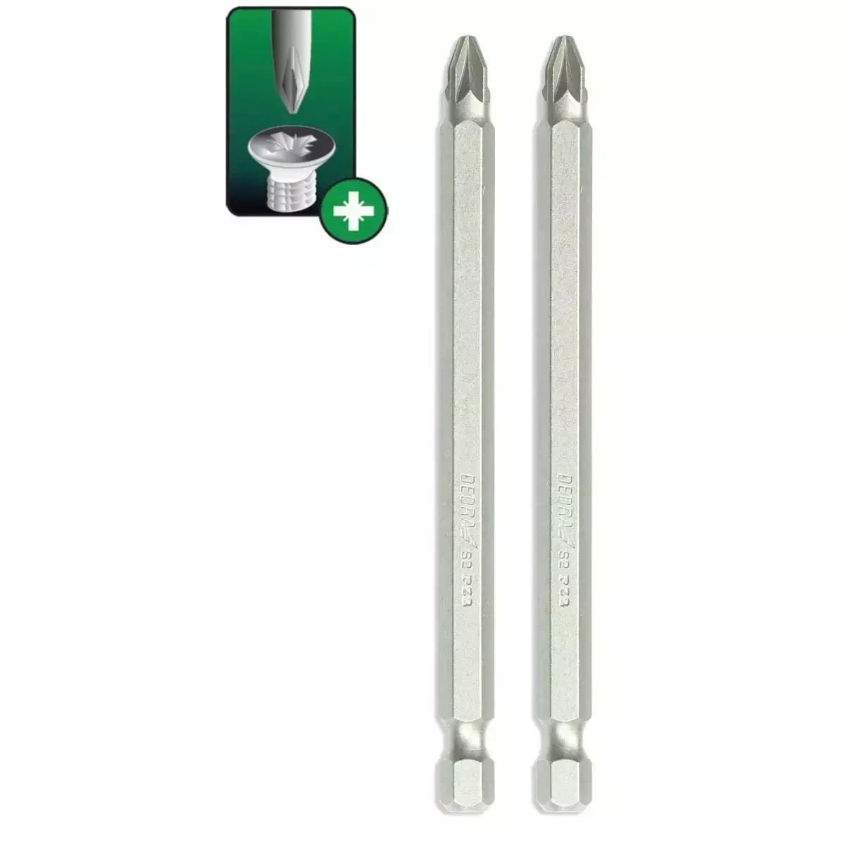 DEDRA-EXIM Skruvgriežu uzgali Pozidriv PZ2x100mm, 2gab