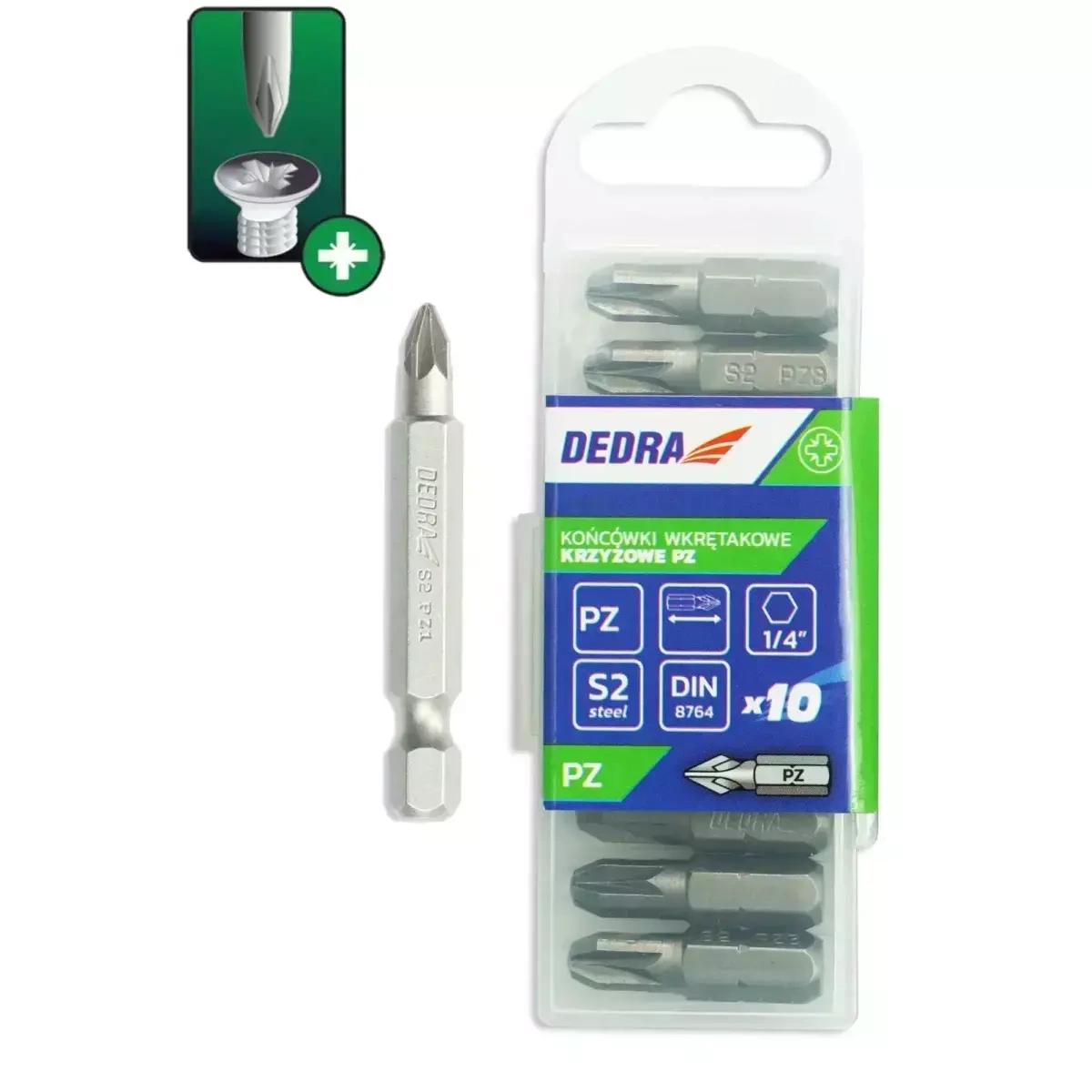 DEDRA-EXIM Skruvgriežu uzgali Pozidriv PZ2x50mm, 10gab