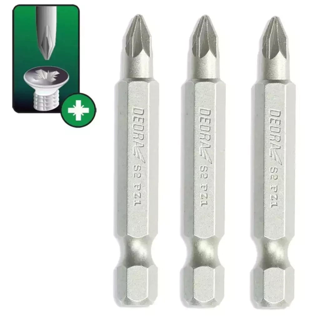 DEDRA-EXIM Skruvgriežu uzgali Pozidriv PZ2x50mm, 3gab
