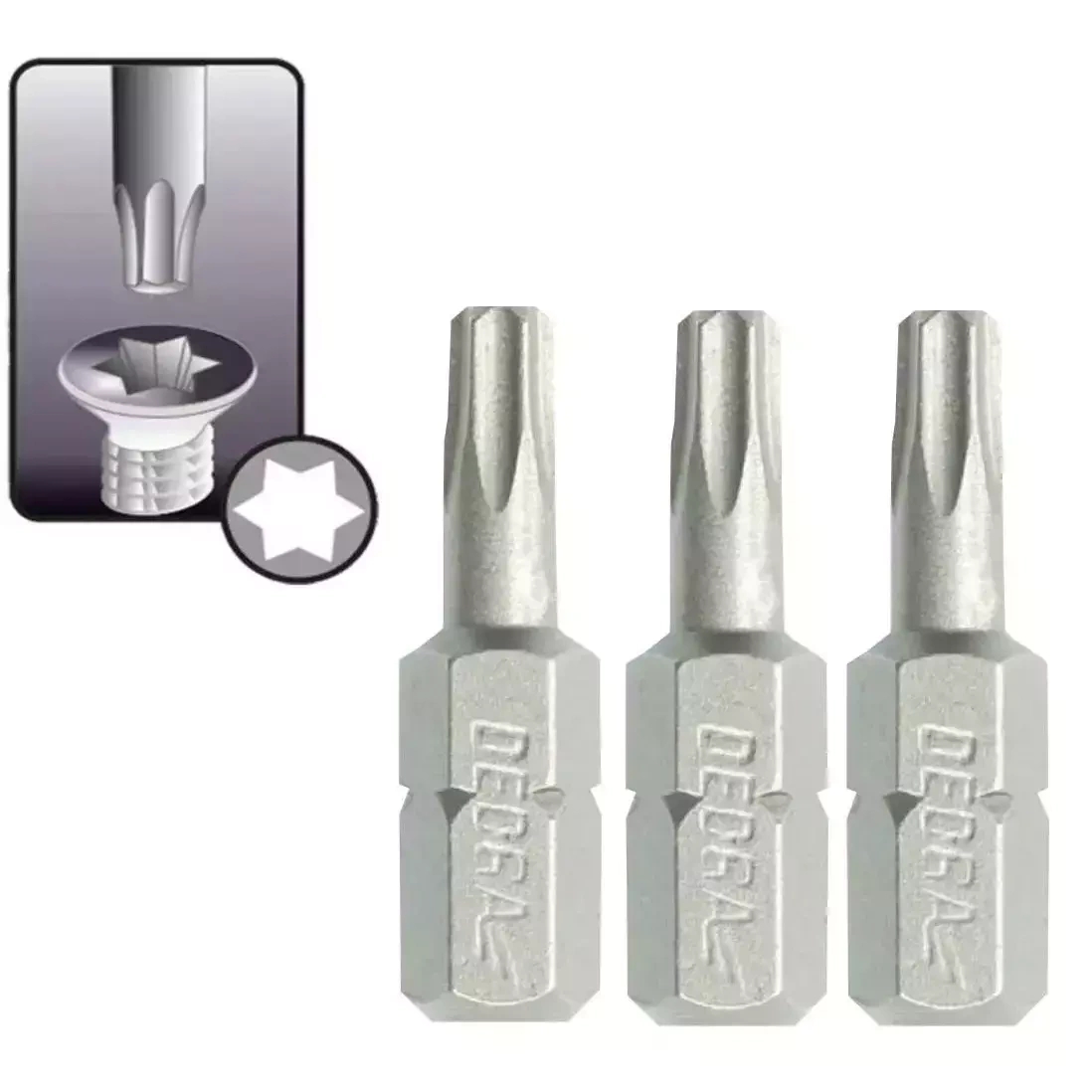 DEDRA-EXIM Skruvgriežu uzgali Torx T10x25mm, 3gab