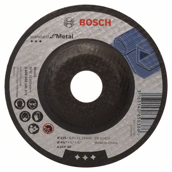 BOSCH Slīpēšanas disks,izliekts Metālam,115X22X6