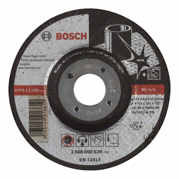 BOSCH Slīpēšanas ripa INOX 115x22x6 mm