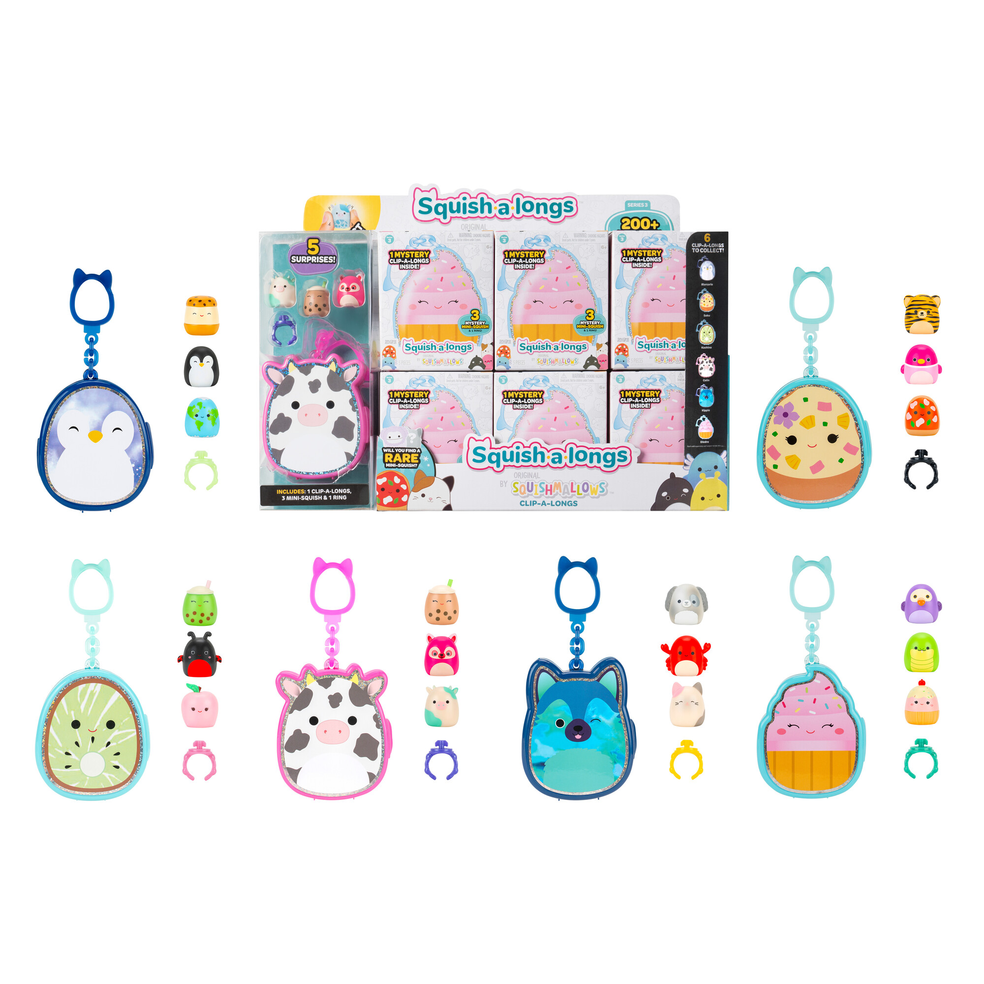 SQUISHMALLOWS CLIP-A-LONGS Figūriņas slēgtā iepakojumā iepakojumā