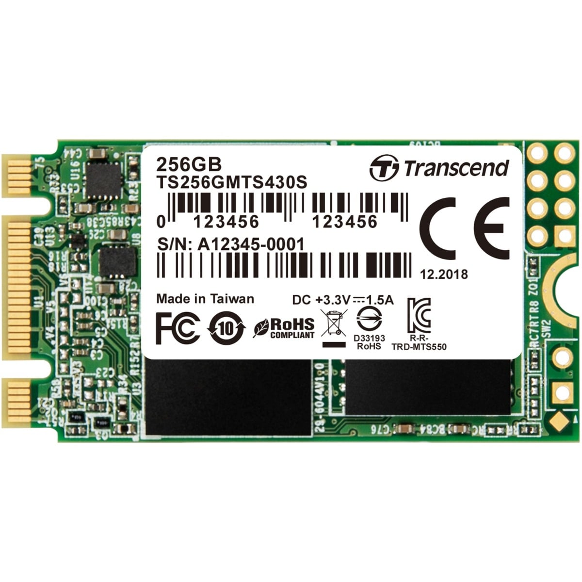 SSD|TRANSCEND|430S|256GB|M.2|SATA 3.0|TLC|Write speed 400