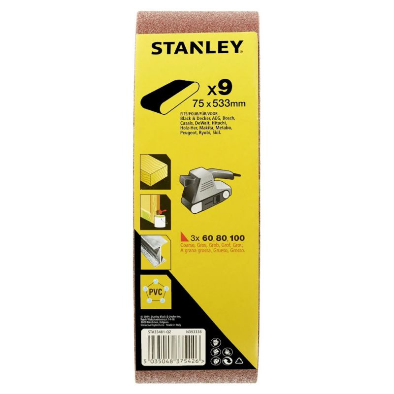 STANLEY Lentes abrazīvs 75x533mm 9gb. (3x60