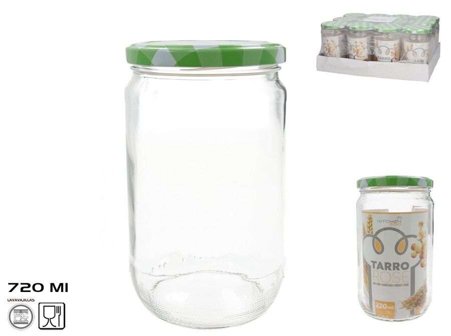 Stikla burka 720 ml, 8.5x8