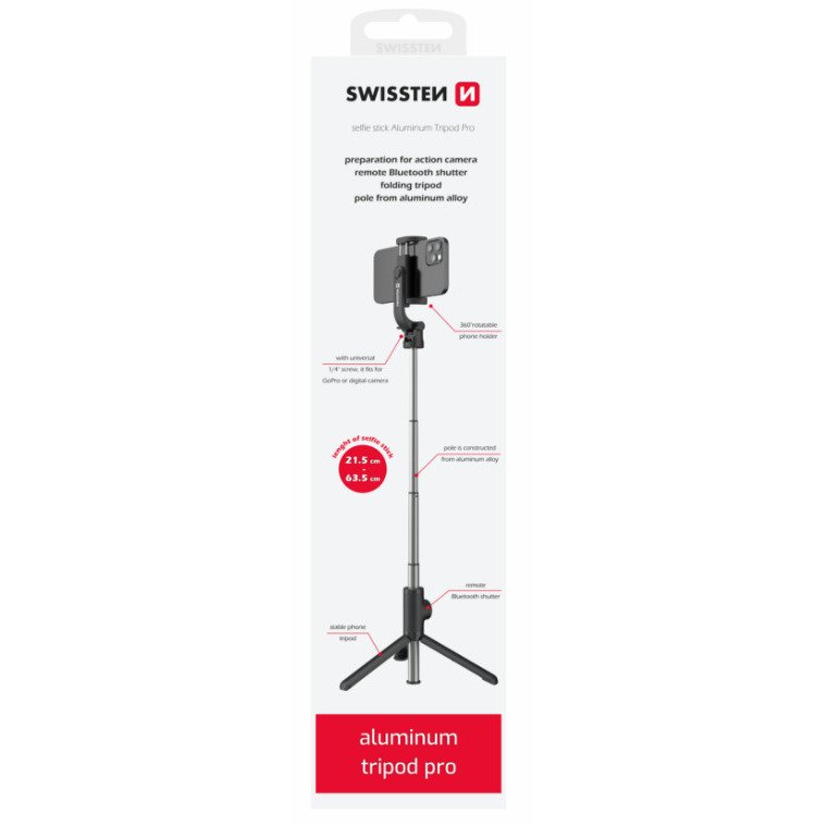 Swissten Bluetooth Selfie Stick Alumīnija Statīvs
