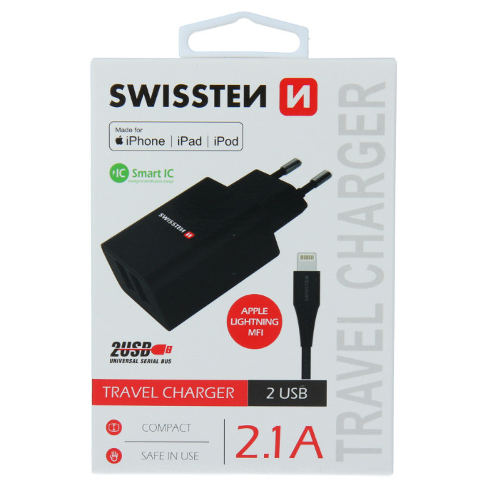 Swissten Smart IC Tīkla Lādētājs 2x