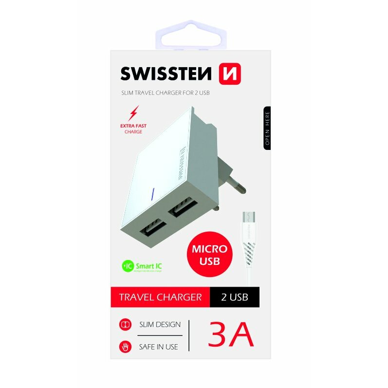 Swissten Smart IC Tīkla Lādētājs 2x
