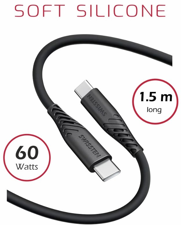 Swissten Soft Silicone 60W Kabelis USB-C