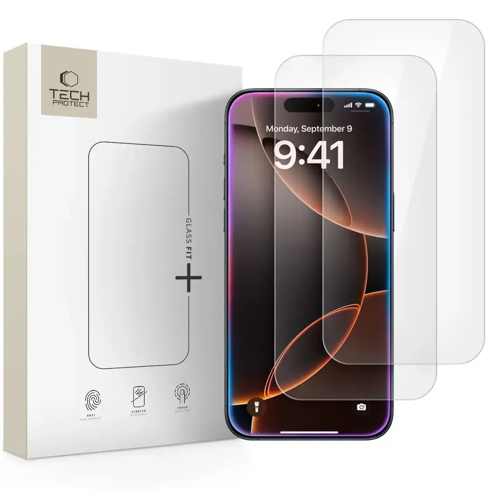 SZKŁO HARTOWANE TECH-PROTECT GLASS FIT+ 2-PACK