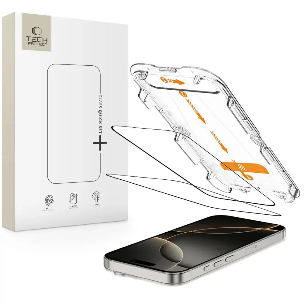 SZKŁO HARTOWANE TECH-PROTECT QUICK SET+ 2-PACK