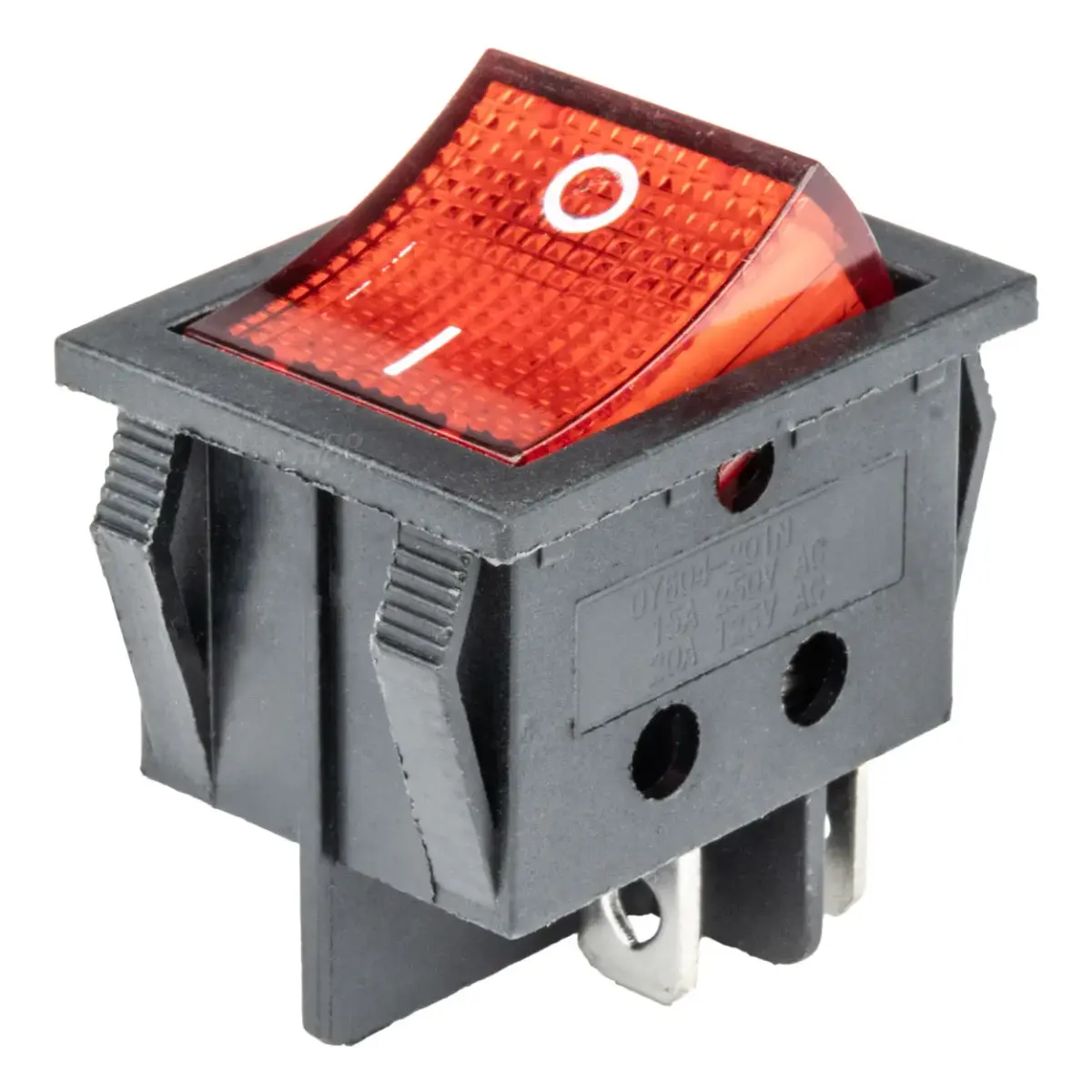 AMIO Taisnstūra slēdzis 12V/230V (ar sarkanu