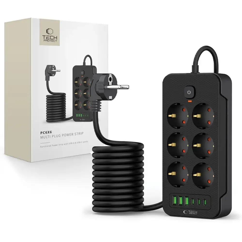 TECH-PROTECT PC6X6 POWER STRIP 3 USB