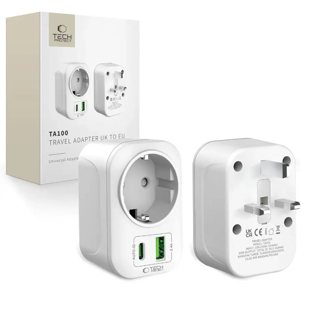 TECH-PROTECT TA100 TRAVEL ADAPTER UK TO