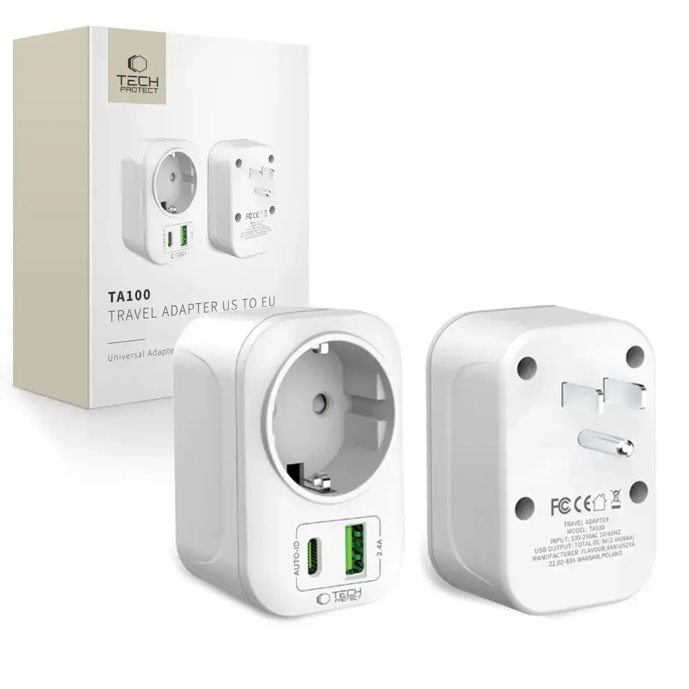 TECH-PROTECT TA100 TRAVEL ADAPTER US TO