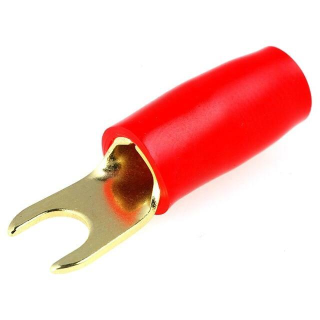 ACV Terminal: fork; insulated; red; gold-plated