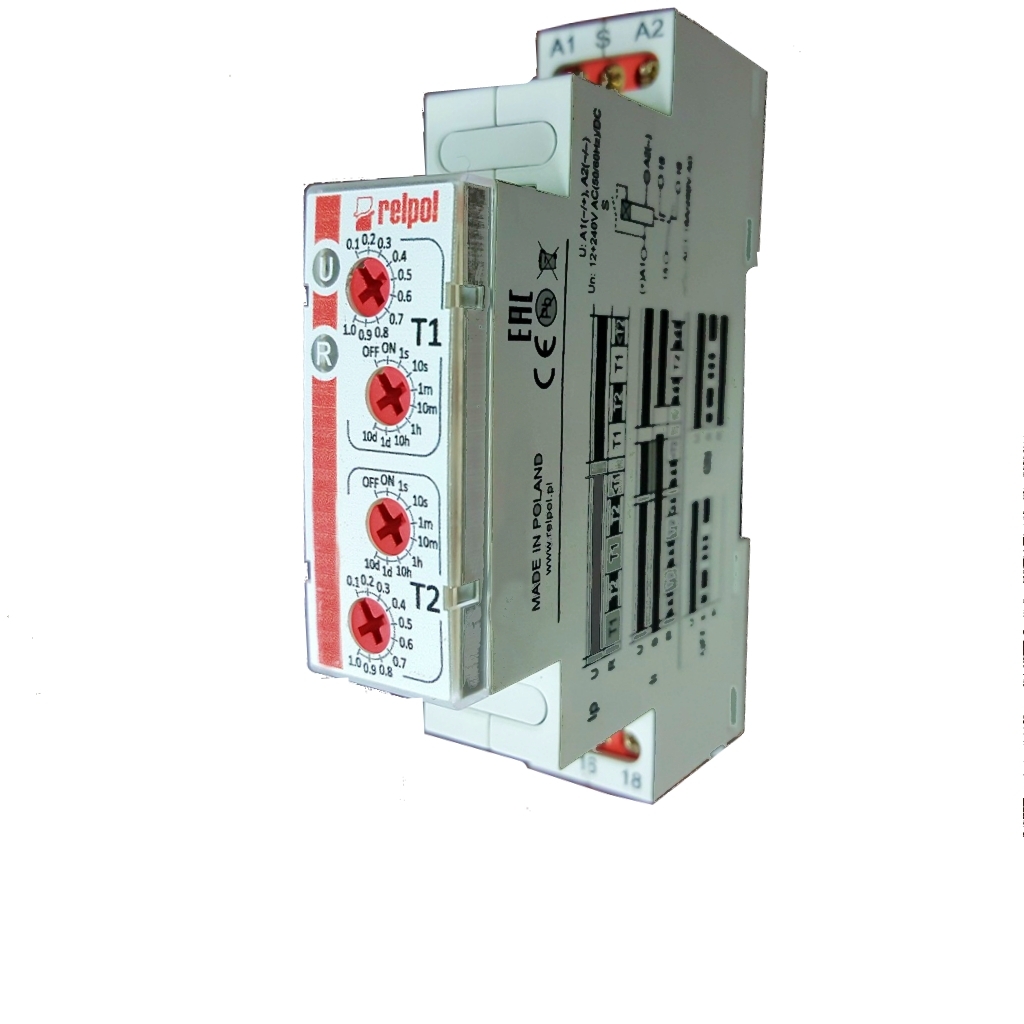 RELPOL Timer; 1s÷10days; SPDT; 250VAC/16A,24VDC/16A