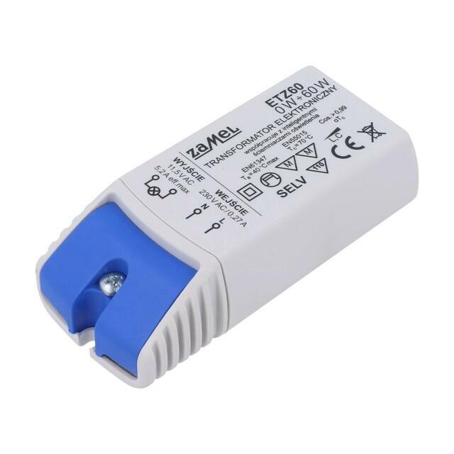 ZAMEL Transformer: electronic; 60VA; 230VAC; 11