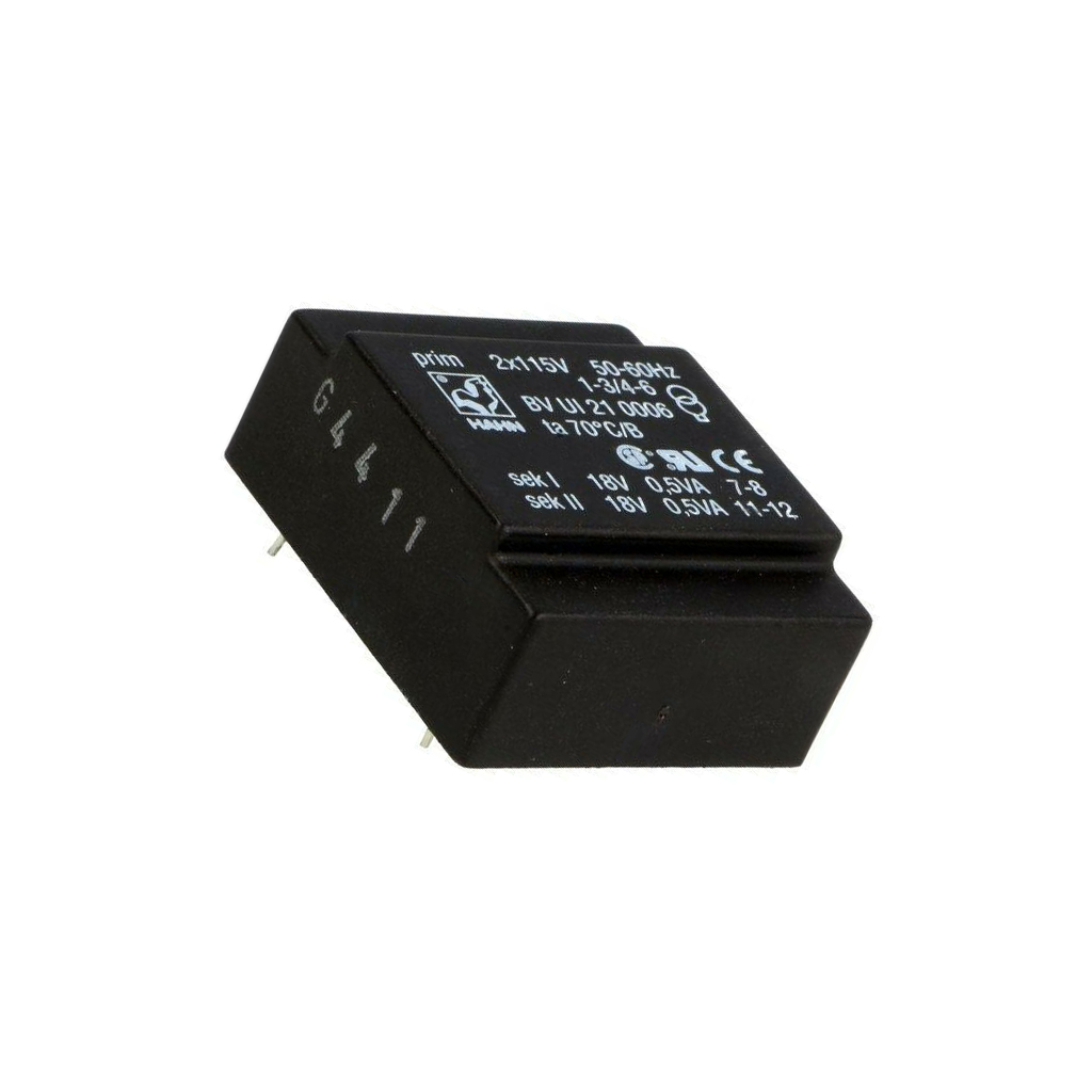 HAHN Transformer: encapsulated; 1VA; 115VACx2; 18V