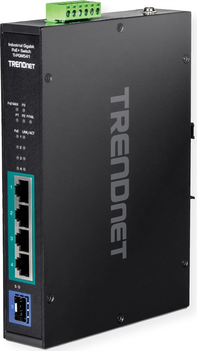 Trendnet 5-port Indust. Gbit PoE+ DIN-Rail