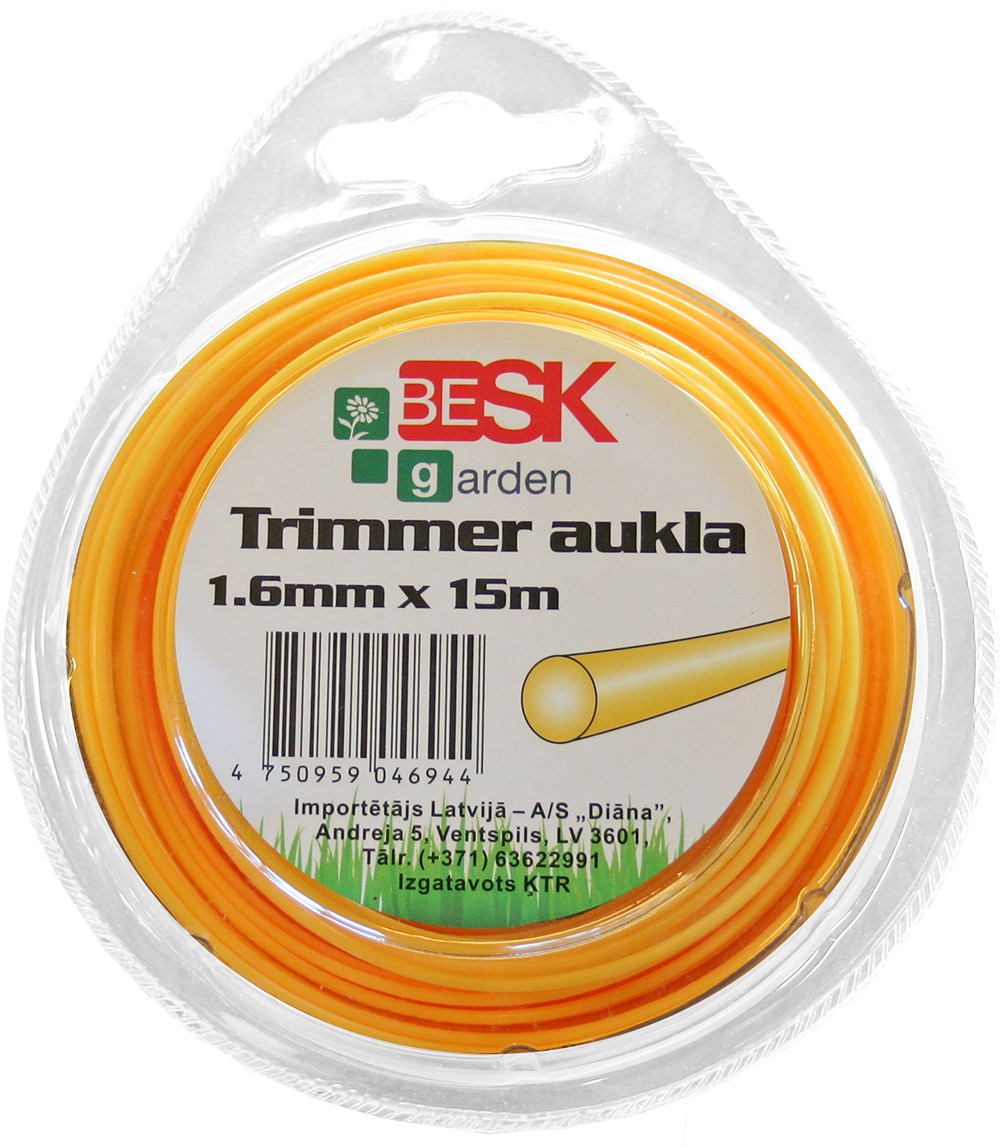 Besk Trimmera aukla 1.6mm*15m apaļa