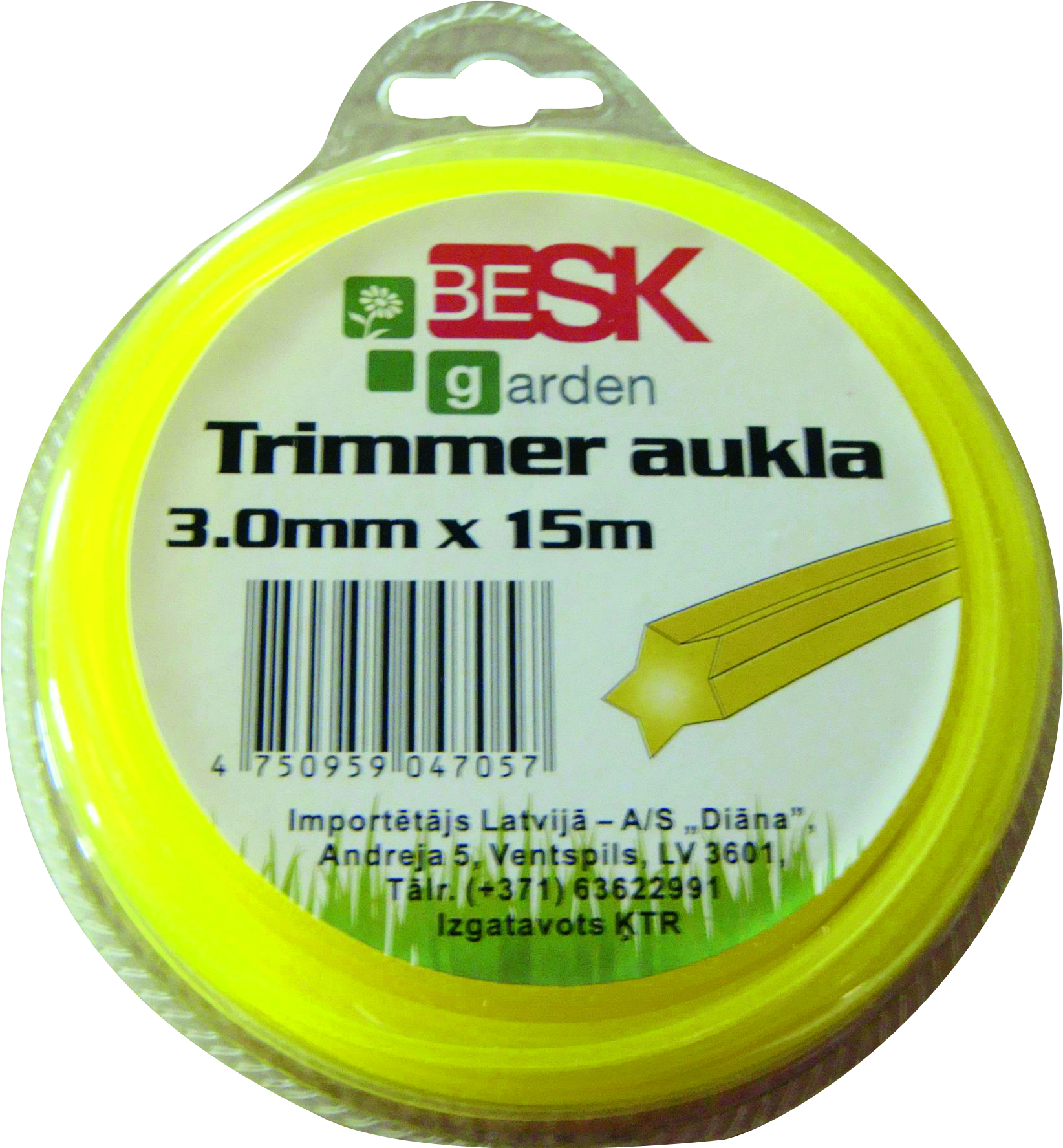 Besk Trimmera aukla 1.6mm*15m zvaigzne