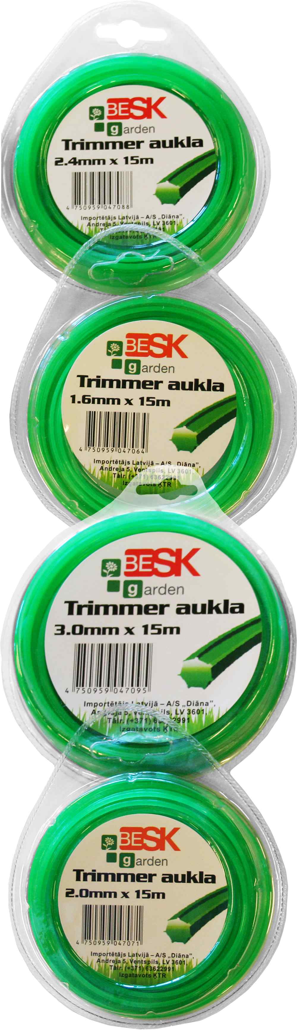 Besk Trimmera aukla 2.0mm*15m daudz