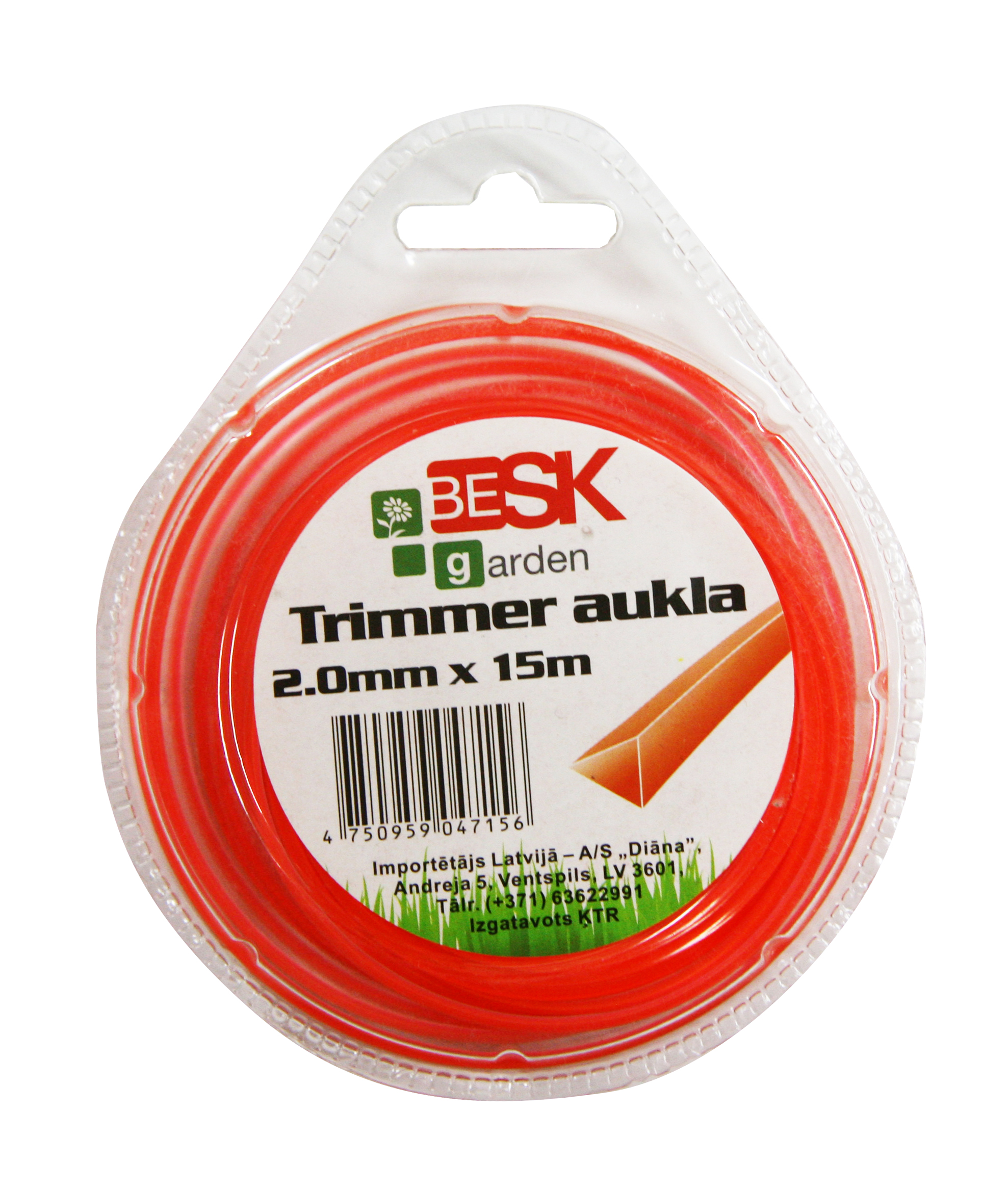 Besk Trimmera aukla 2.0mm*15m trīsstūris