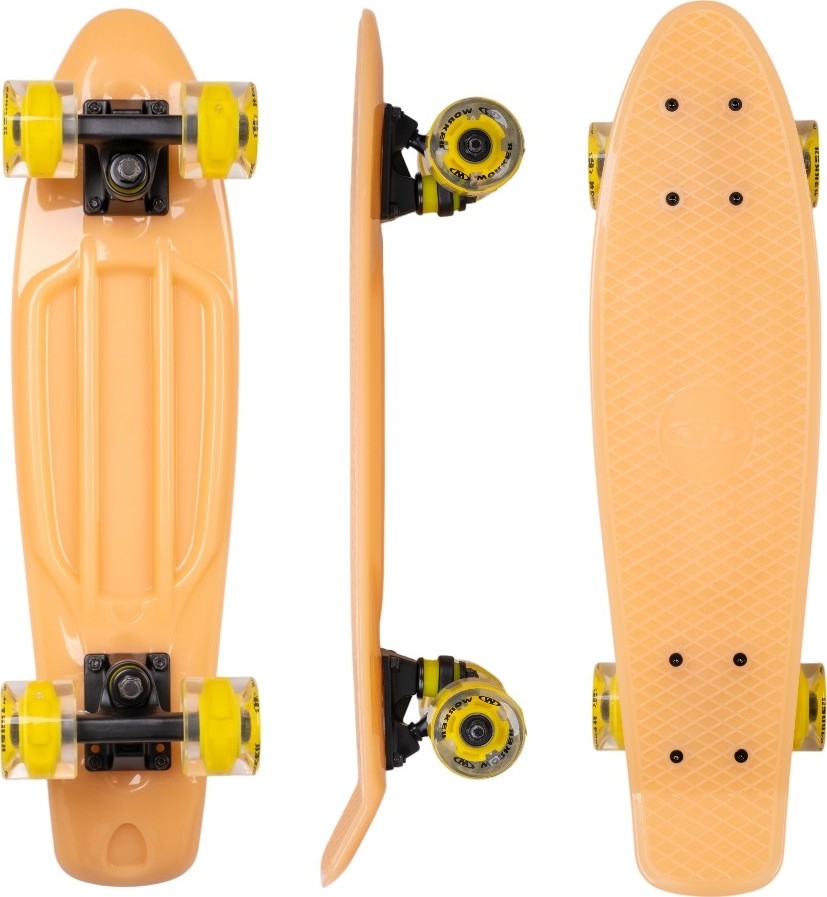 Tumsā spīdošs penny board ar izgaismotiem