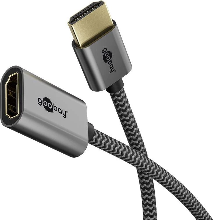 GOOBAY Ultra High-Speed HDMI-Flexiadapter, kabelis melns/zelts