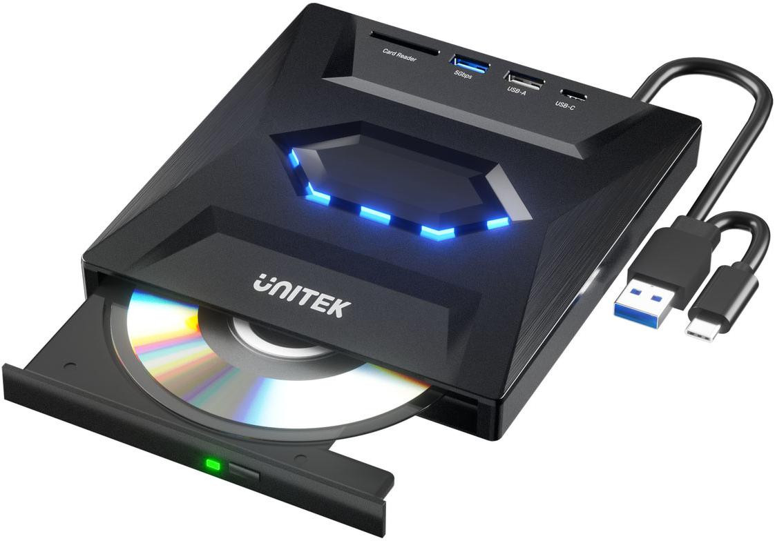 Unitek Ārējais DVD/CD ierakstītājs, USB 5Gbps
