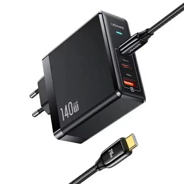 USAMS Ład. siec. 2xUSB-C+1xUSB T52 PD140W