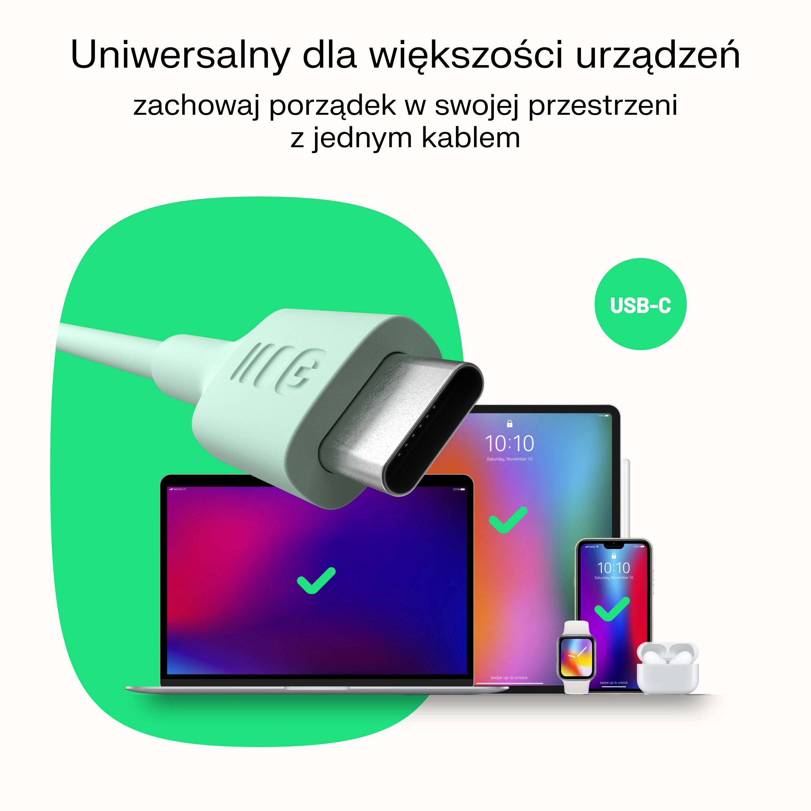 GREEN CELL USB-C cable 0.3m