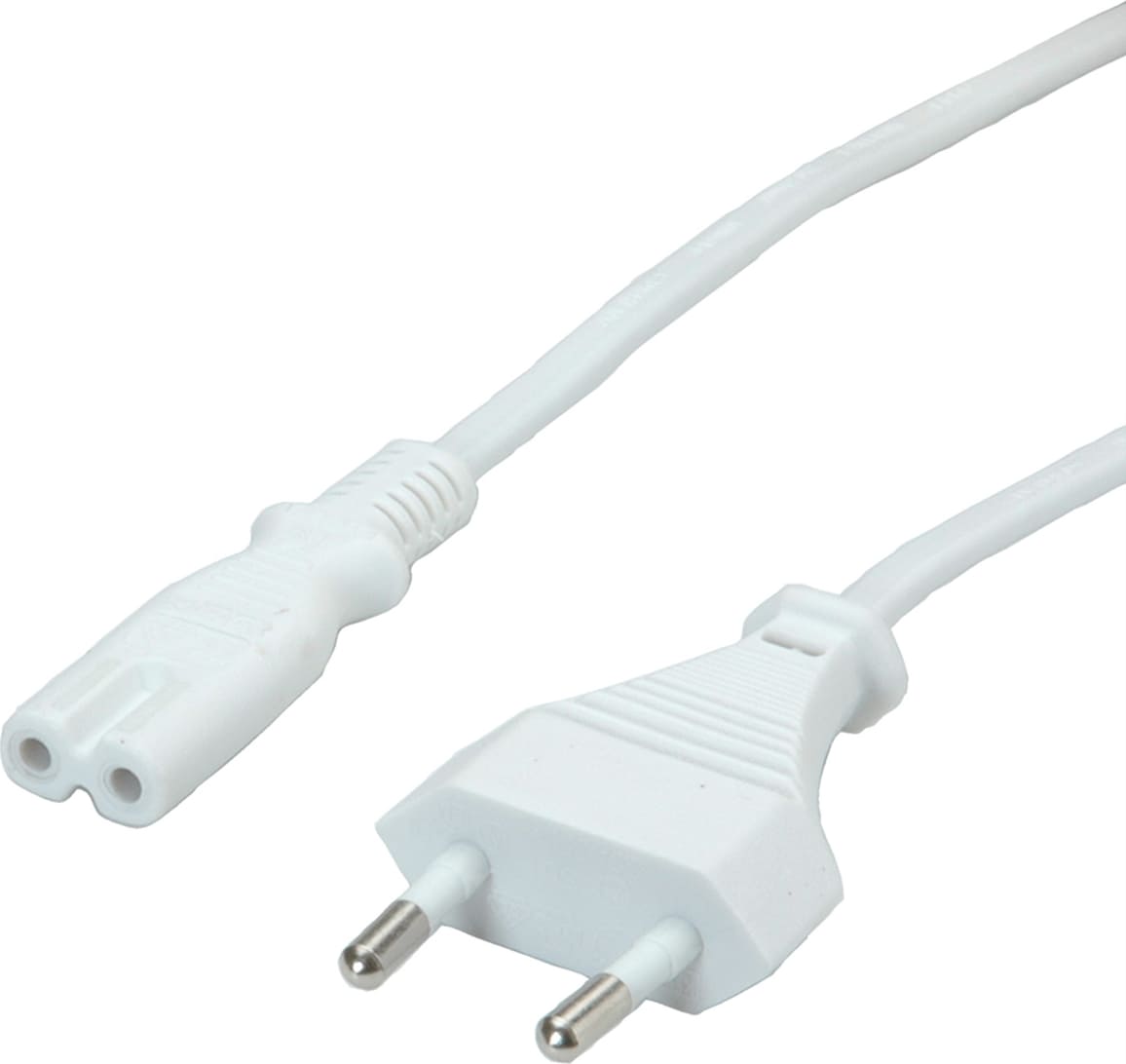 Value Euro Power Cable, 2-pin, white