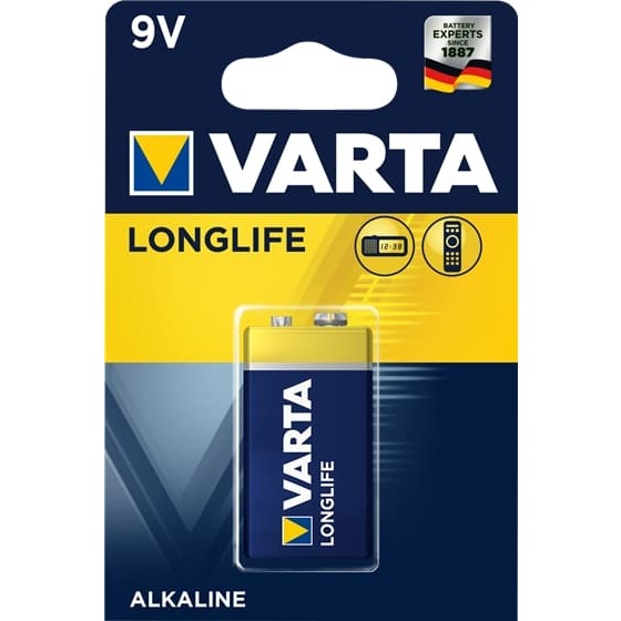 6LR61/9V baterijas Varta Longlife Alkaline MN1604/4122