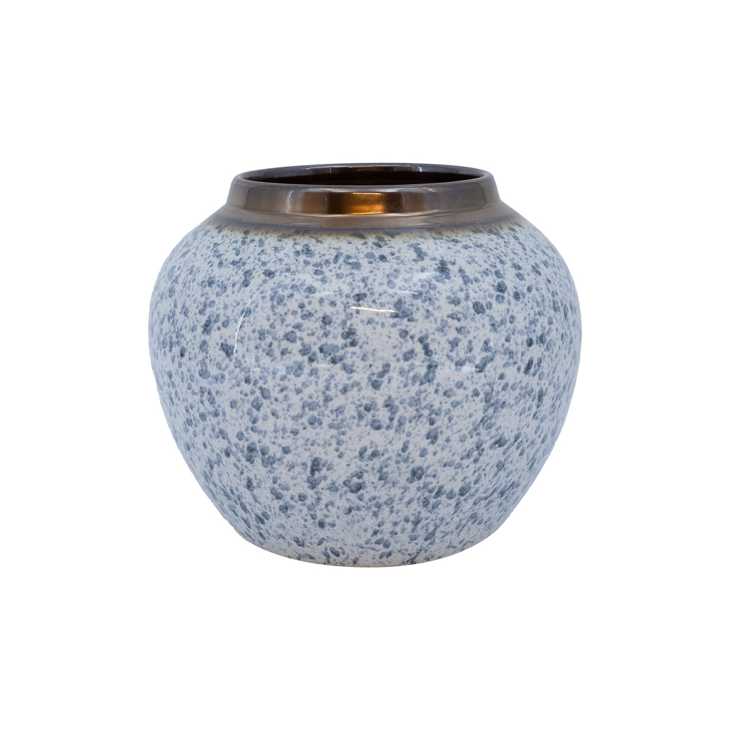 Vāze TITAN STONE D20xH18cm, balta/melnas lāsītes