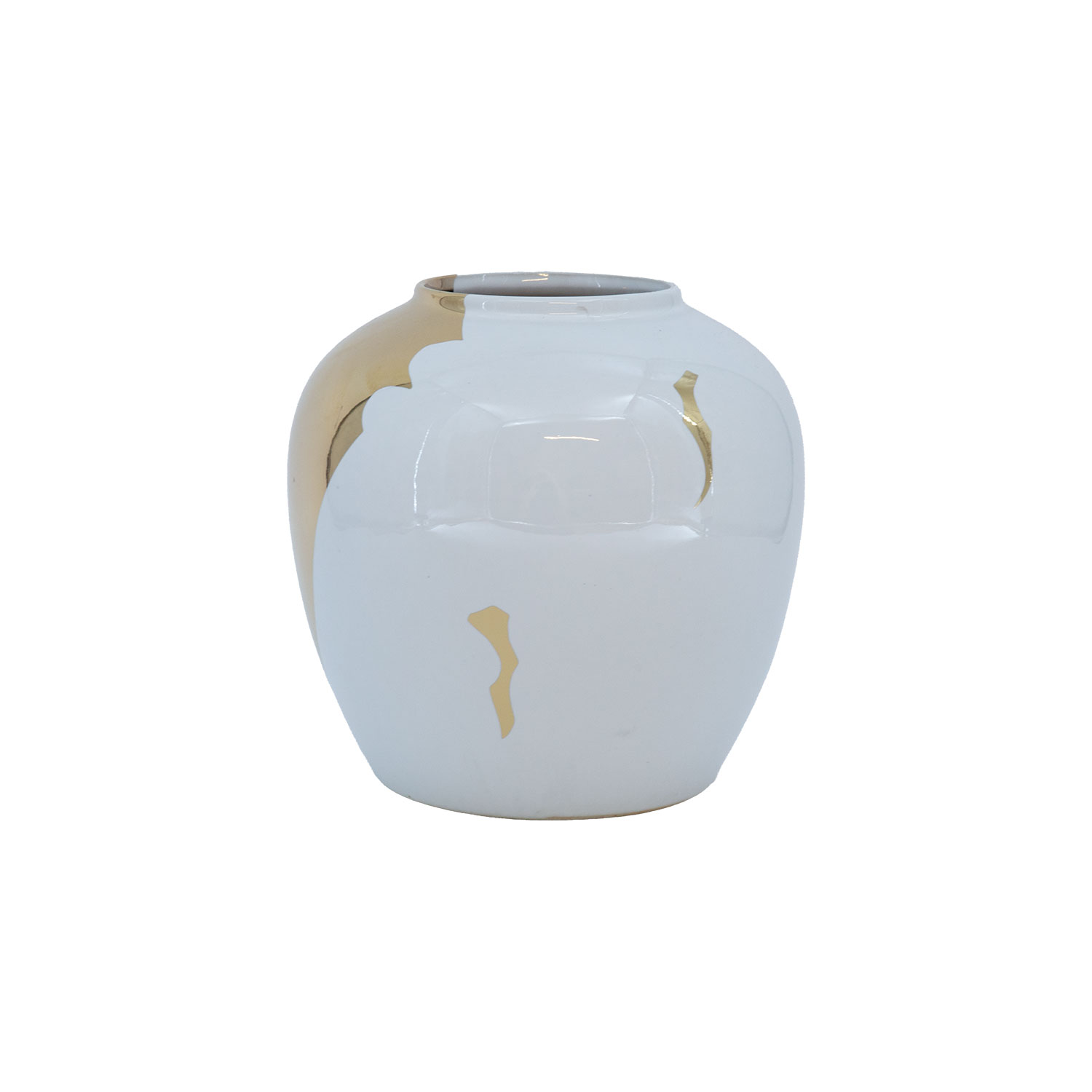 Vāze TITAN STONE D20xH18cm, balta/zeltaina upes