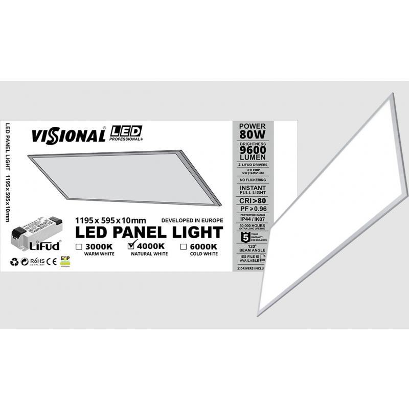 VISIONAL Professional+ LED Panelis 80W /