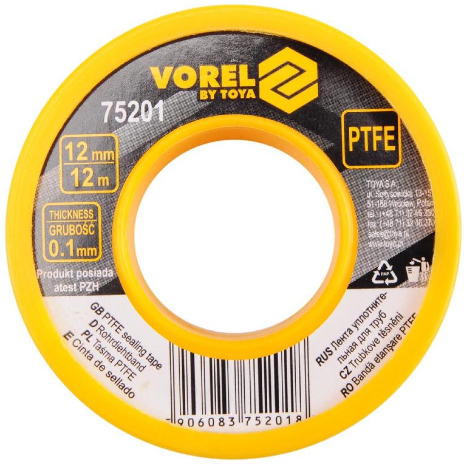 VOREL PTFE lente 12Mx12MMx0.1MM, elastīga