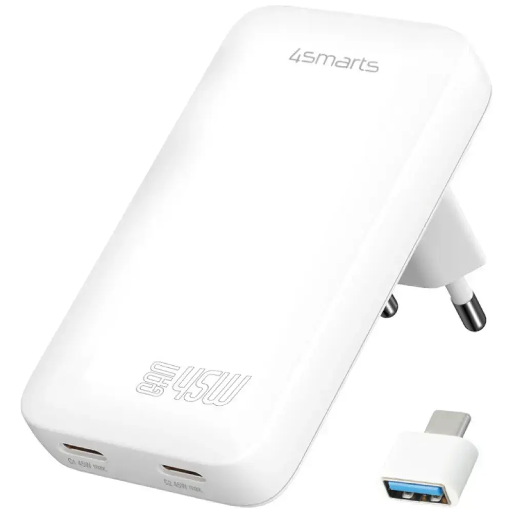 4smarts Charger FlatPlug Dual 45W GaN
