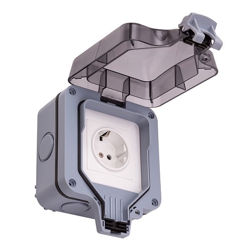 HISMART Weatherproof Switched Socket, 1Ch, IP66