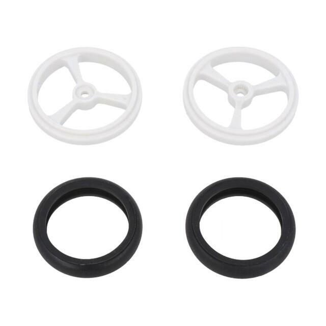 Wheel; white; Shaft: knurled; push-in,screw