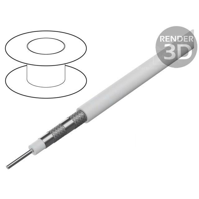 Wire: coaxial; wire; CCS; PVC; white